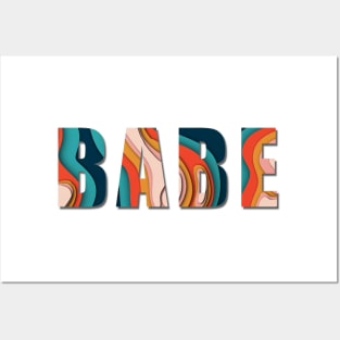 Papercut quote Babe in bold retro colors Posters and Art